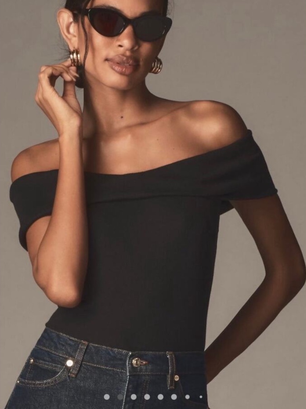 Anthropologie Pilcro Modal Cotton Rib Off the Shoulder Top